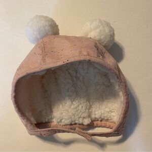 Baby girl Sherpa lined double pom-pom pink hat
